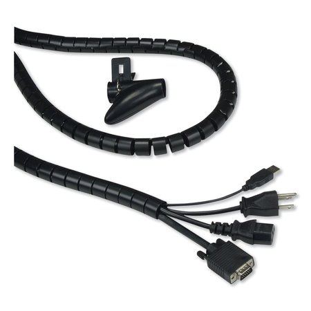 INNOVERA Cable Management Coiled Tube, 0.75" Dia x 77.5" Long, Black IVR39660